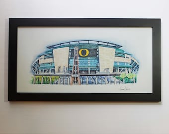 Autzen Stadium oregon ducks, 10"x 20" Limited Edition Art Print