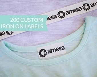 Qty 200 - Custom Iron-On Clothing Label - Personalized Name tags - Iron on labels - Personalized Back to School labels - Daycare labels