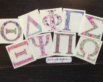 Lilly Pulitzer Inspired Individual Greek Letters - Sorority Decals - Greek Stickers - Sorority Stickers - Greek Letters - College Stickers