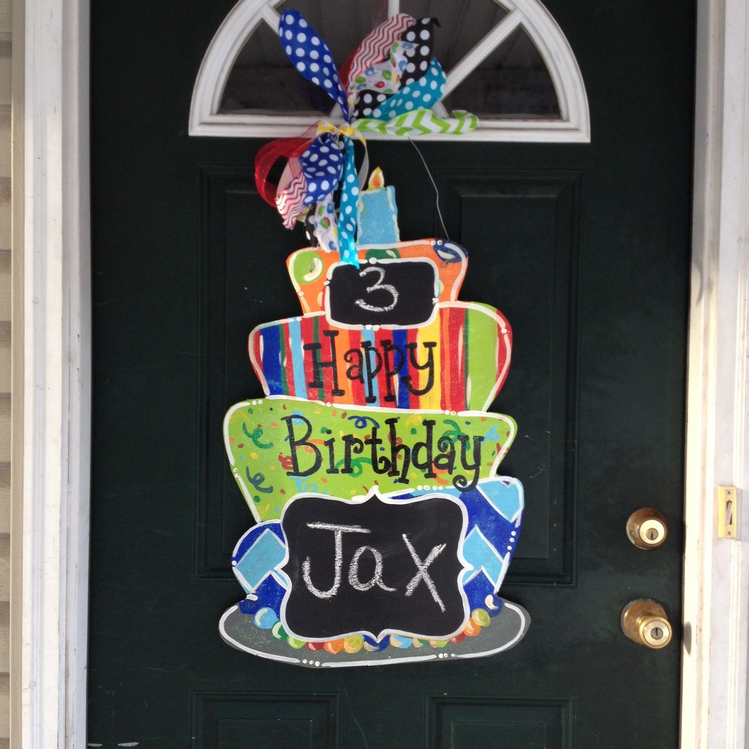 Chalkboard Happy Birthday Door Hanger Boy by HillbillyHandcrafted