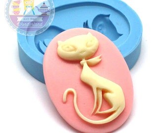 Elegant Cat Cameo 40x30mm Cameo Cabochon Cameo Mold Cabochon Mold Flexible Mold Silicone Mold Polymer Clay Mold 364L* BEST QUALITY