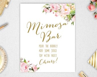 Mimosa Bar Sign Printable // INSTANT DOWNLOAD // 8x10 // 11x14 // Wedding // Bridal Shower // Romantic Floral #PBP85