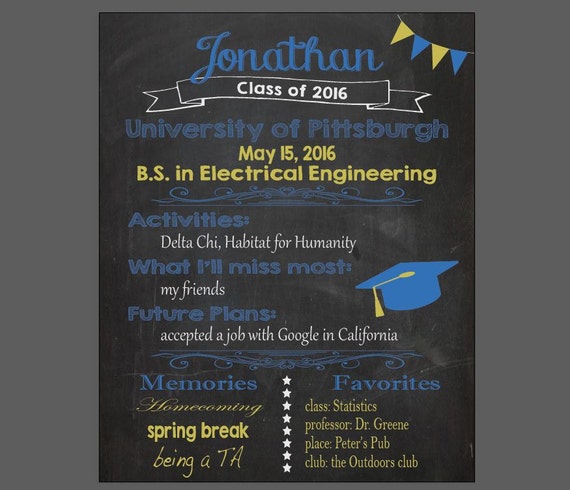 College Graduation Chalkboard printable DIY by redmorningstudios