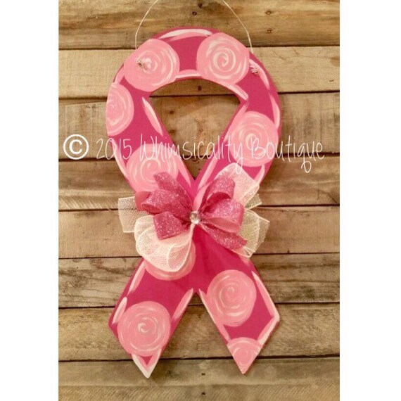 Ribbon door hanger cancer breast cancer ribbon sign door
