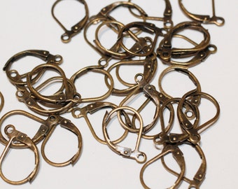 40pc Brass Lever Back Earring Hooks 10x15mm