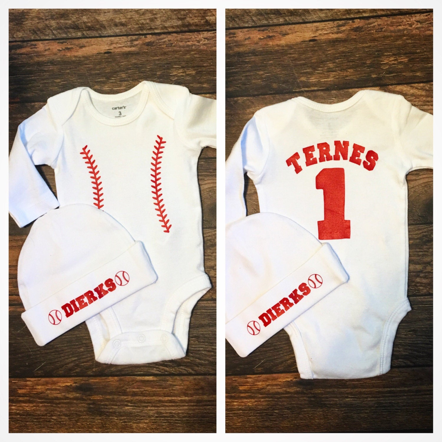 Personalized Baseball Infant Onesie & Hat Set