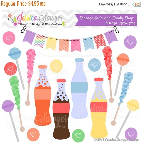 80% OFF - INSTANT DOWNLOAD, vintage soda and candy shop clipart, for commercial use, personal use, cards, scrapbooking, invites Il_570xn