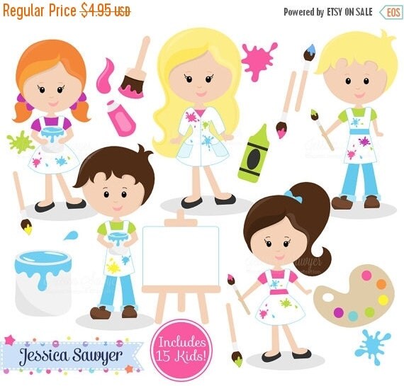80% OFF - INSTANT DOWNLOAD, painting clipart - teacher supply clip art - school graphic - invitation image - commercial use - art class Il_570xn