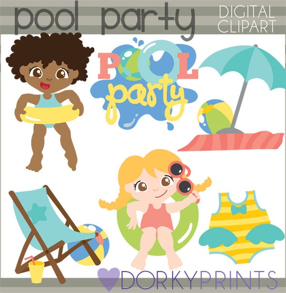 Pool Party Clipart Personal and Limited Commercial Use fun