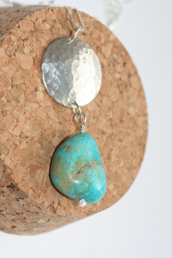 Turquoise pendant Sterling silver and turquoise necklace