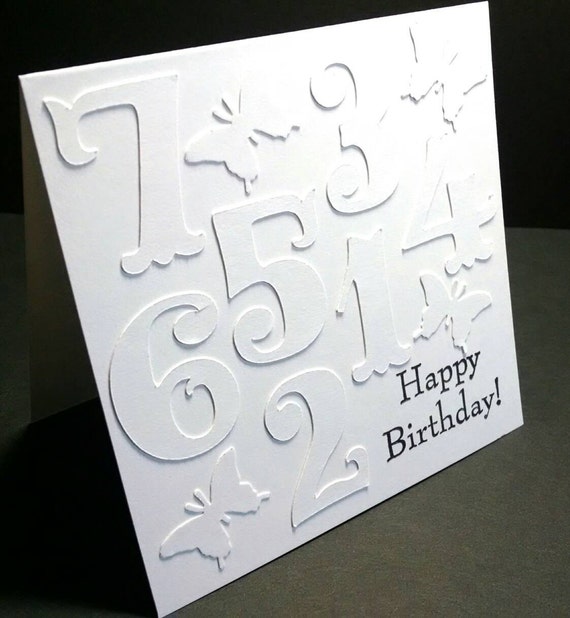 Items similar to Number Birthday Card Die Cut Numbers Happy