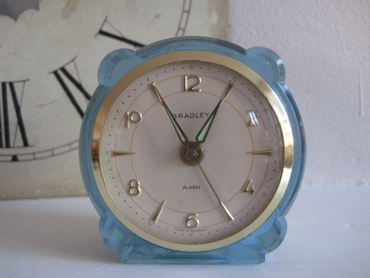 vintage Bradley alarm clock Germany lucite alarm clock
