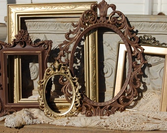 Shabby Chic Picture Frames / Rustic Ornate Picture Frame Set / Picture Frames / Vintage Style Frames