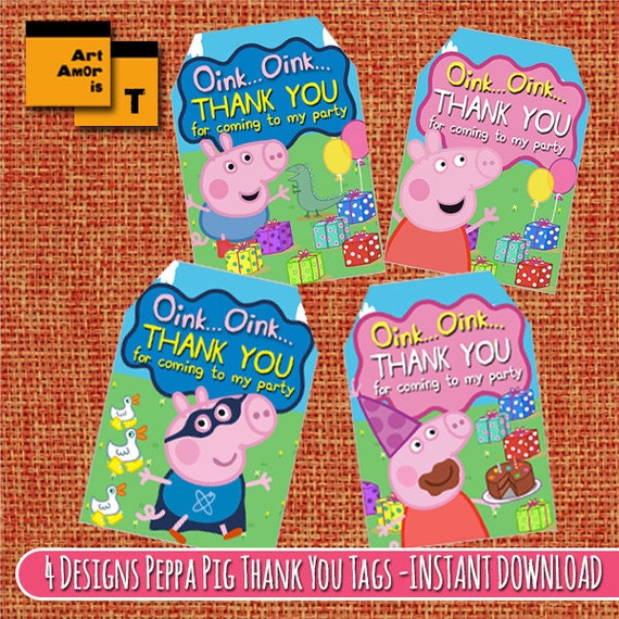 peppa pig thank you tags printable favour tags by artamoris