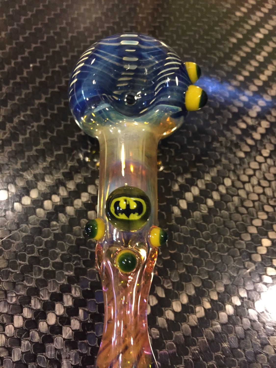 BATMAN Glass pipe BATMAN millie with yellow and blue