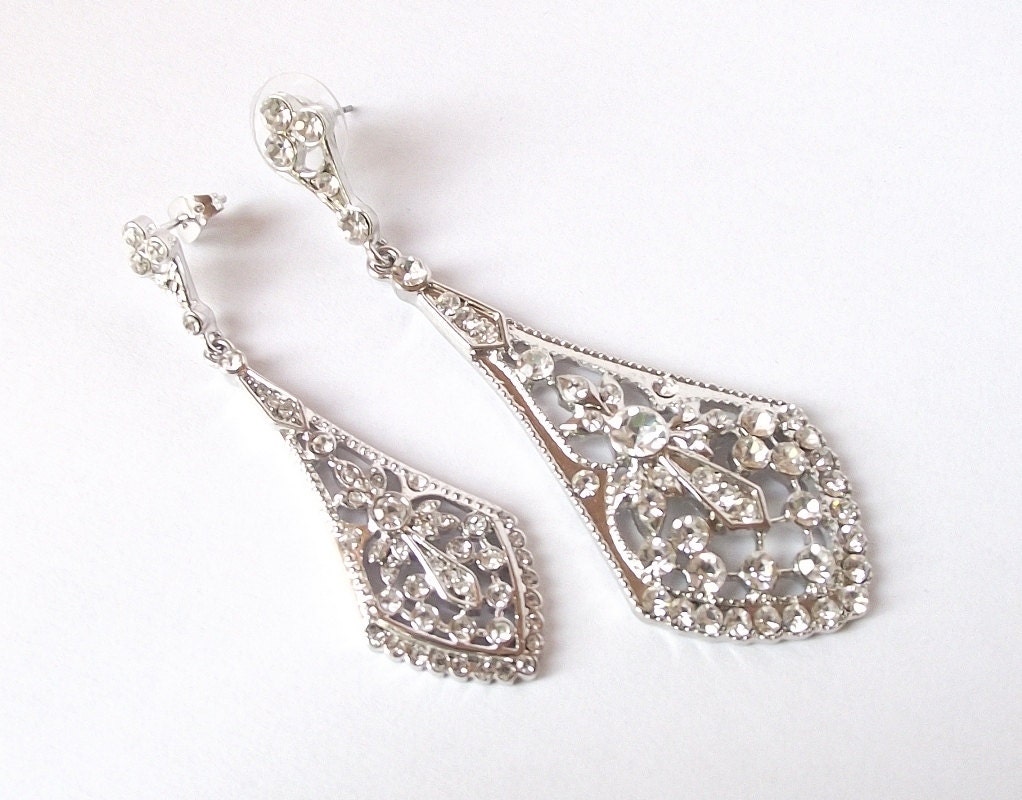 Wedding earrings Art Deco bridal earrings chandelier earrings