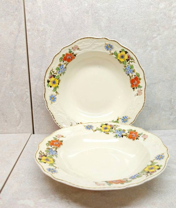 Vintage Bowls Adam Antique Rimmed Soup Ivory Earthenware