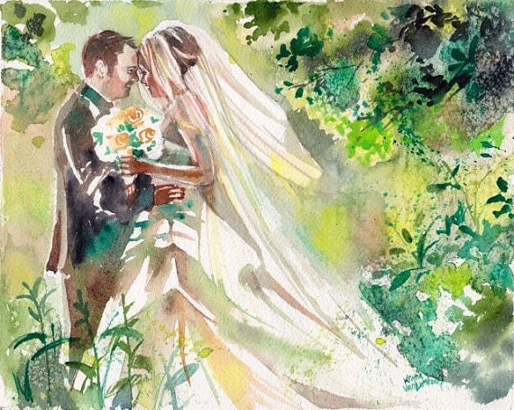 Custom Wedding Portrait Wedding Watercolor Painting for