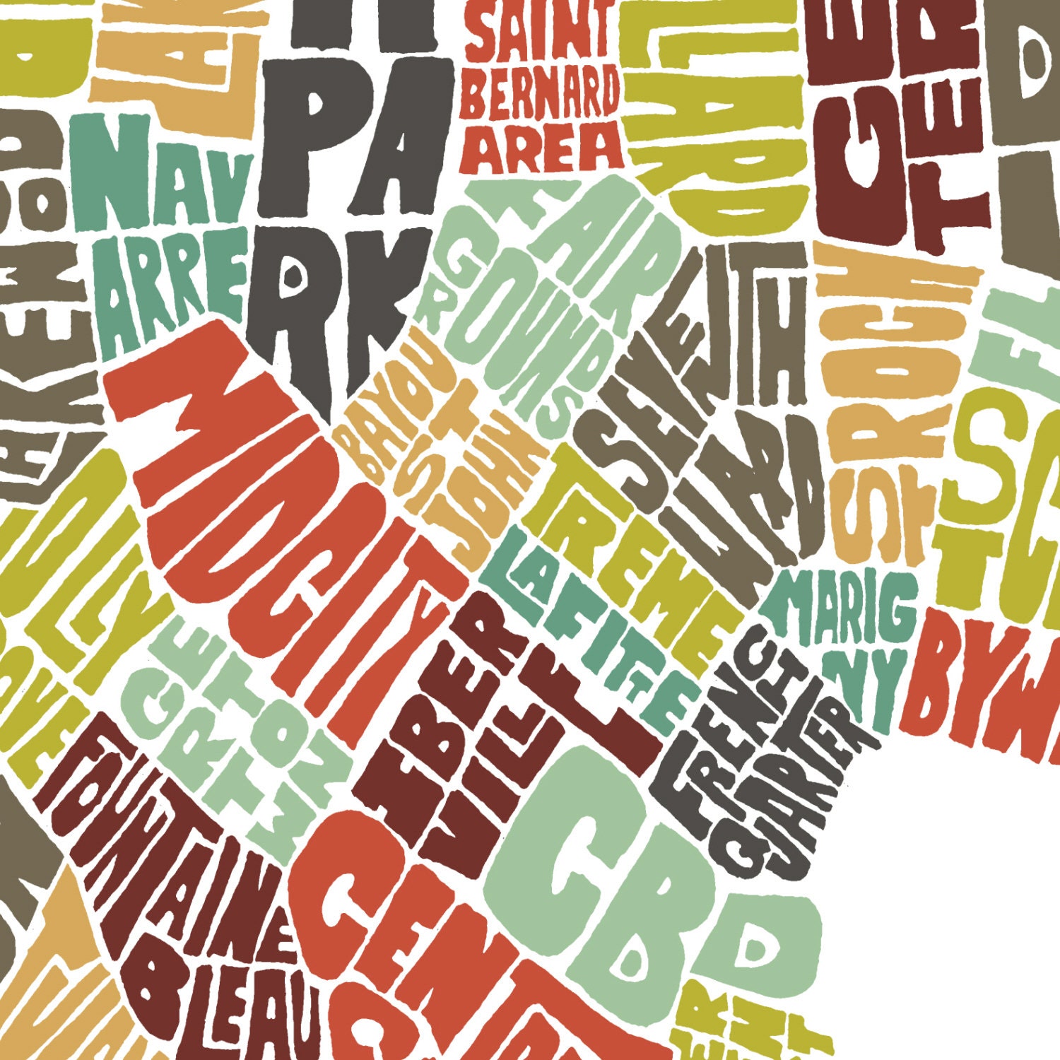 New Orleans map art New Orleans art print New Orleans