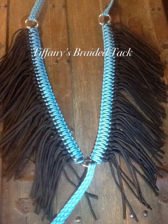 Items similar to Fringe breast collar paracord horse tack turquoise and