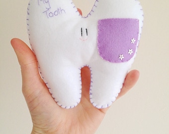 Tooth Fairy Pillow, Tooth Pillow, Tooth Fairy, Tooth Cushion, Personalised Tooth Pillow, Tooth Pouch, Felt Tooth, Children's Felt Tooth