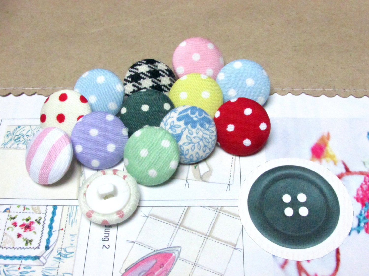 Fabric Buttons 6 Large Buttons Navy Blue by LittleMissXenia