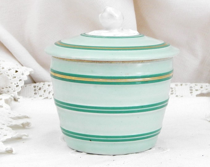 Vintage Mid Century French Ceramic Mint Green Lidded Pot / Sugar Bowl / French Rural Decor / Country Decor / Retro Home Interior Kitchenalia