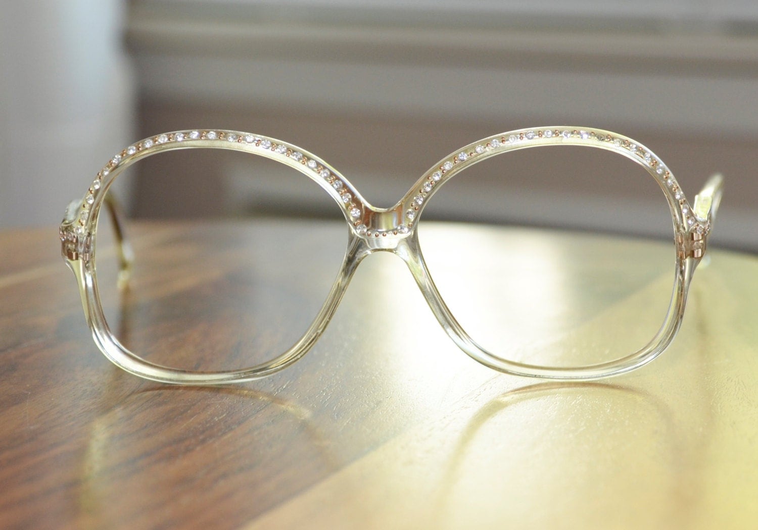 Vintage Rhinestone Clear Oversized Eyeglasses Frame France