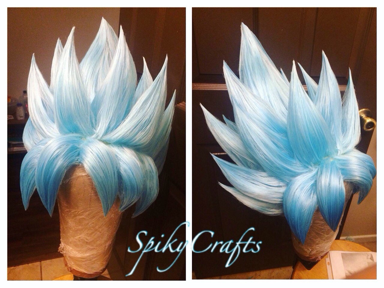 blue spiky hair wig