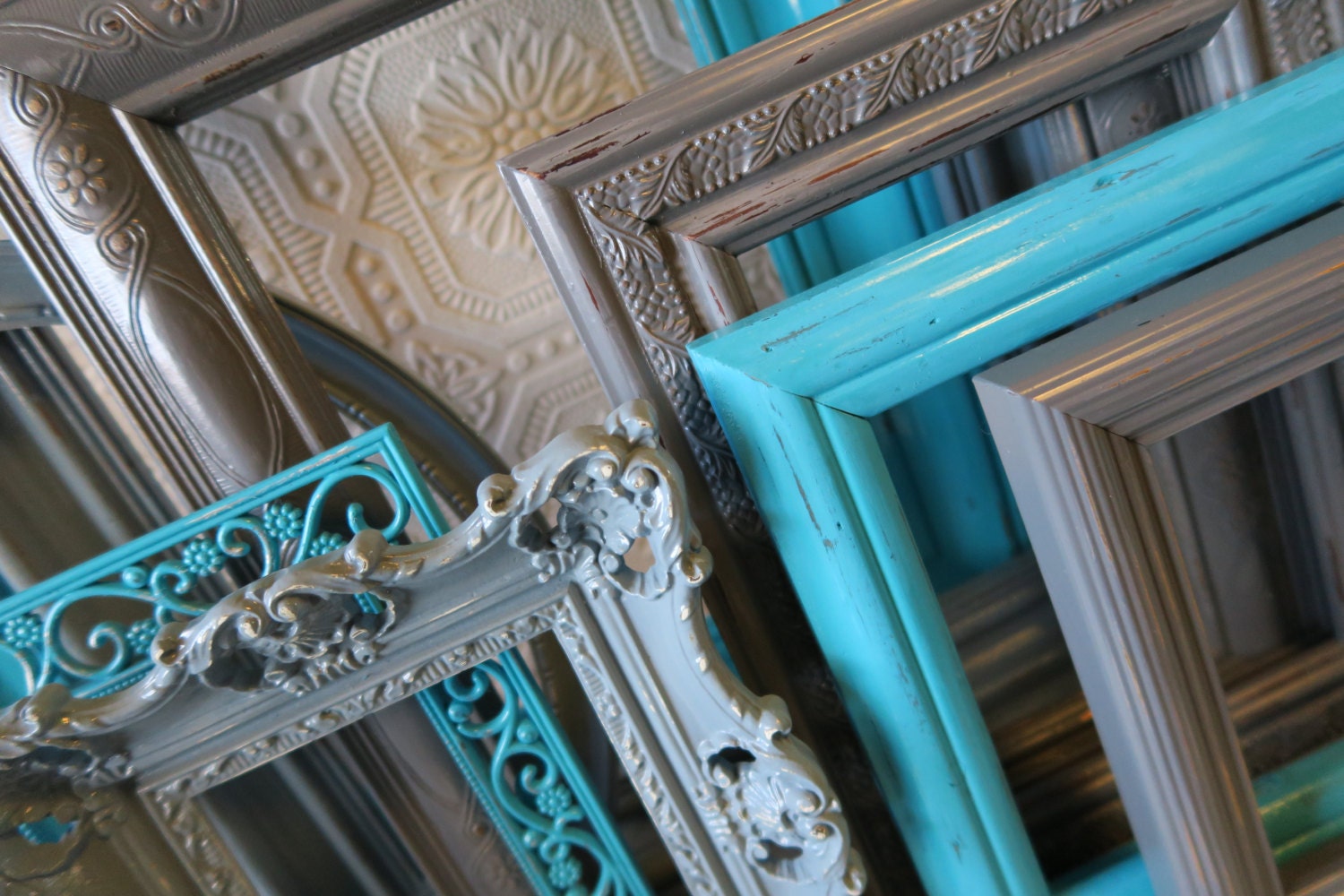 Open Picture Frame Set Of 9 Gray Shabby Chic Wall Decor