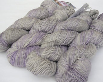 Yarn sock weight Hand dyed 100% Superwash Merino- silver lavender