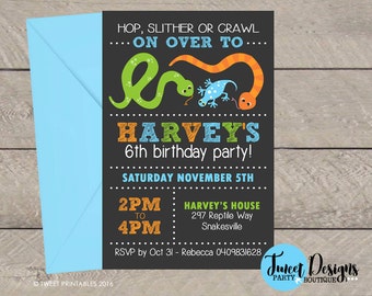 REPTILE BIRTHDAY INVITATION, Printable Reptile invitation, Reptile party invitations, Reptile Party, Reptile Typography Invitation, Snake