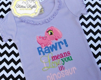 Rawr Means I love You Embroidered Shirt, Valentine's Shirt