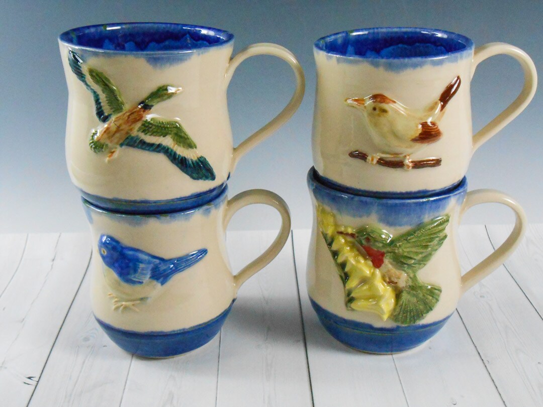 Bird mug Pottery coffee mug ceramic coffee mug duck mug