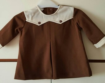 1960s 1970s Original Vintage Girls Dress Brown Modette