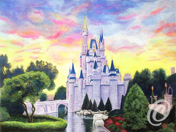 Disney World Painting Print Magic Kingdom by IllustrationsByMark