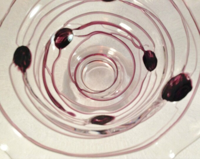 Poschinger Fleur Crystal Art Nouveau Threaded Signed Art Glass Vase Vintage Glass Bowl