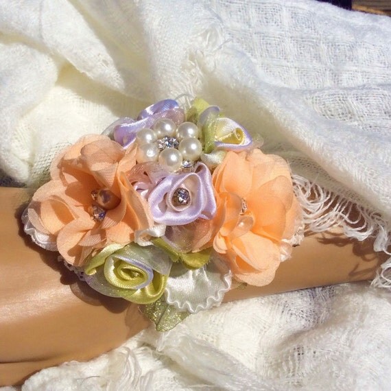 Pale Peach Wrist CorsageProm CorsageWedding CorsageBridal