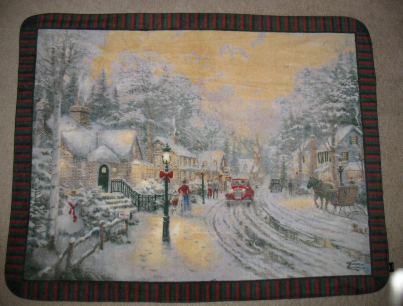 thomas kinkade village christmas panel fleece throw blanket thomas kinkade village christmas panel fleece throw blanket