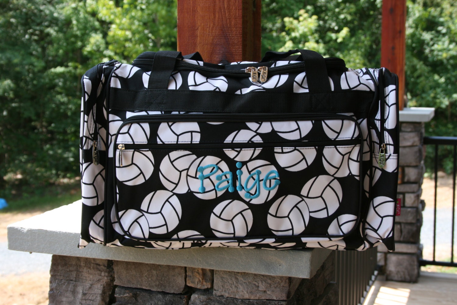 Monogrammed Volleyball Duffel Bag Large Black & White Girls