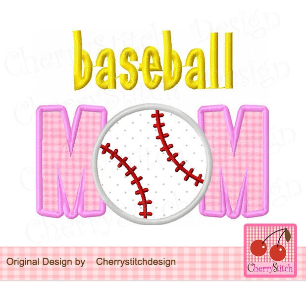 Baseball MOM Mother's Day Machine Embroidery Applique