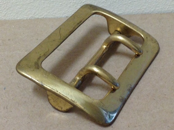 Brass Double Prong Belt Buckle Sam Brown solid vintage JAY-PEE