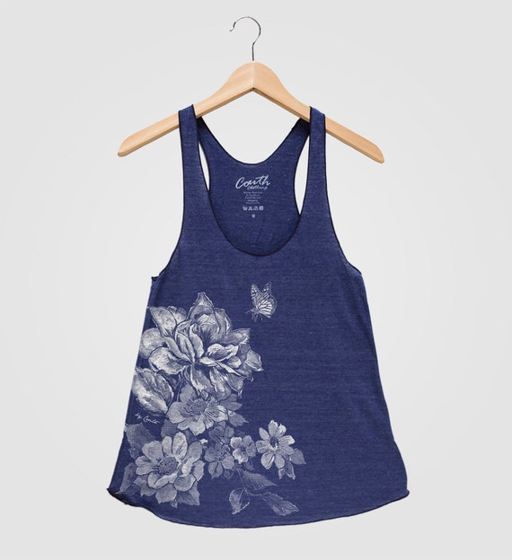 FLORAL Print Tank Top American Apparel Triblend by Couthclothing