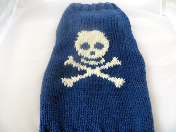Skull and bones dog sweater Hand knitted in Blue WITH by ...
