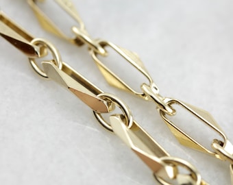 Geometric Link Bracelet in Yellow Gold, Handsome Art Deco Style MXNJMY-P