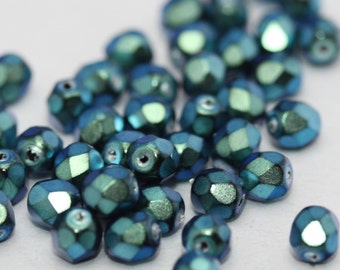 Polynesian Firepolish 4mm - Blue - 19074: 50 pcs