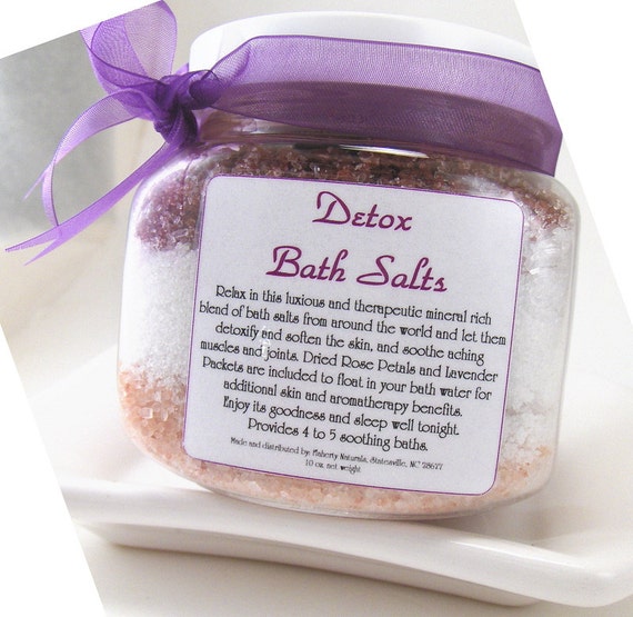 Detox bath salts 5 salt bath soak with Lavender and Rose 12oz