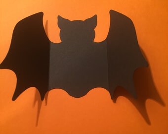Halloween Invites Handcrafted available in Bat, Coffin or Pumpkin design in orange or black card ideal for parties or halloween