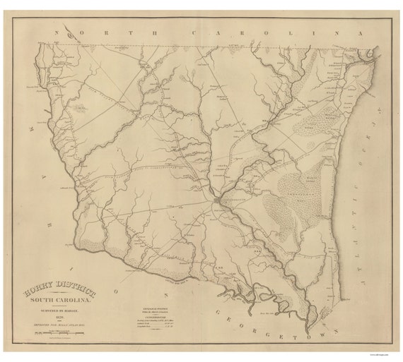 Horry District South Carolina 1825 County Wall Map