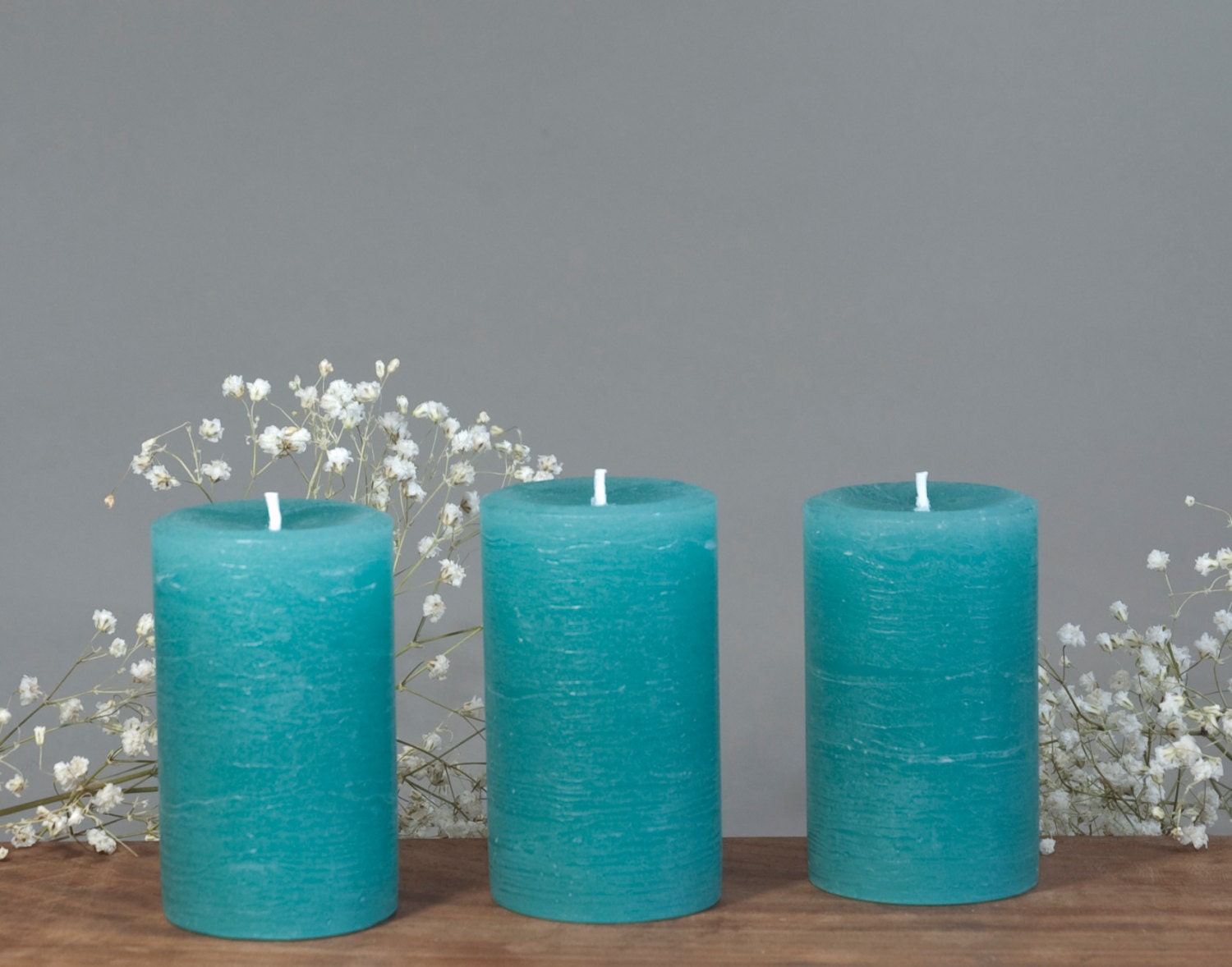 Teal Rustic Candles 2x3 Small Unscented Rustic